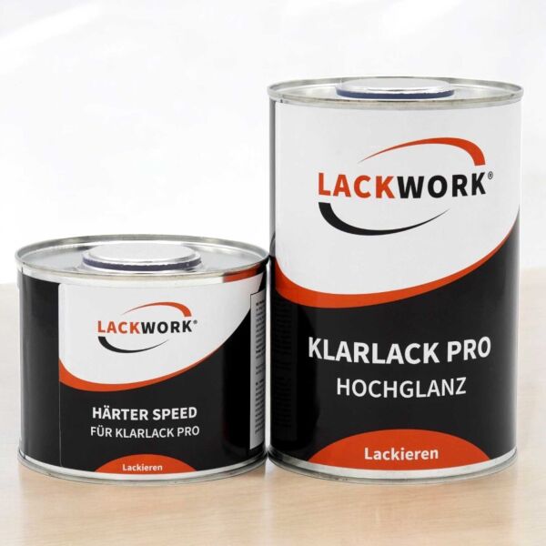 LACKWORK 2K Klarlack Pro Hochglanz 1,5 L Set mit Härter Speed