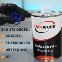 LACKWORK 2K Klarlack Pro Hochglanz 1,5 L Set mit Härter Speed