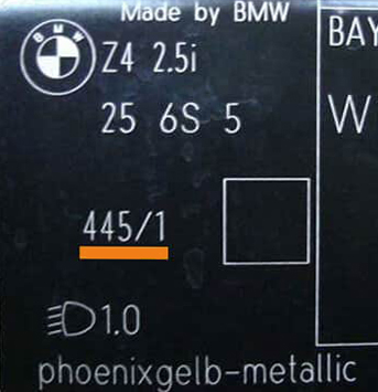 BMW Farbcode Plakette