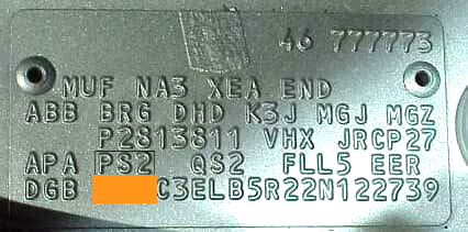 Chrysler Farbplakette