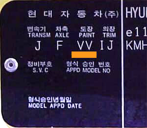 Hyundai Farbplakette