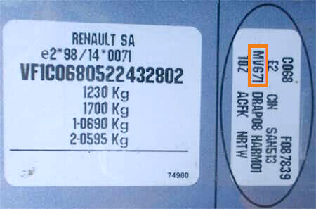 Renault Farbplakette