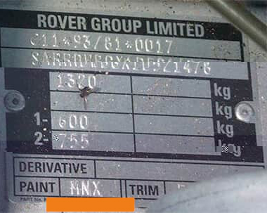 Rover Farbplakette